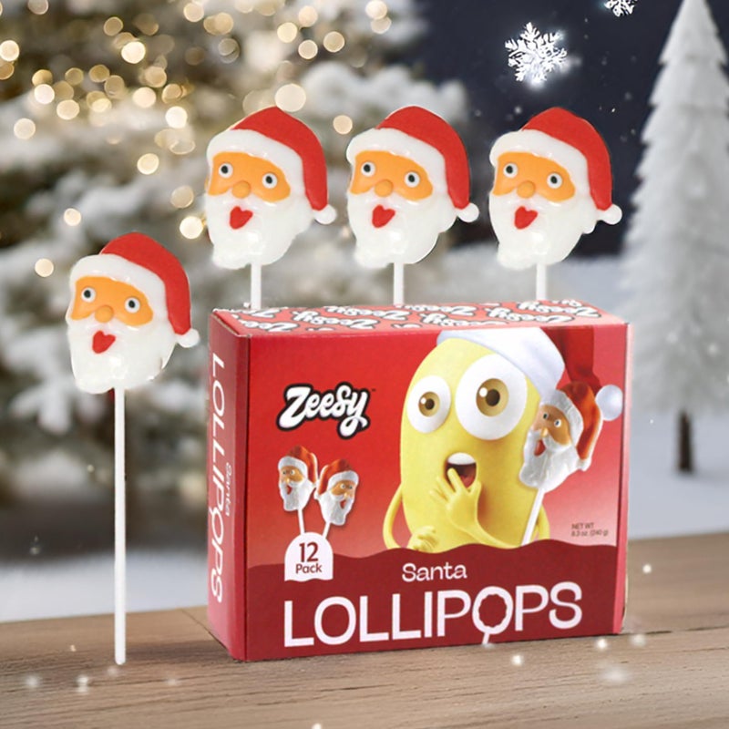 Christmas Santa Lollipops Individually Wrapped - 12 Santa Candy Suckers for Christmas Party Favors, Christmas Stocking Stuffers - Christmas Lollipops - Image 3